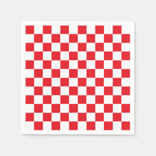 Serviette En Papier Rouge et blanc Checkered