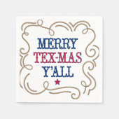 Serviette En Papier Rouge et bleu Merry Tex-Mas Y'all (Devant)