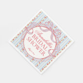 Serviette En Papier Rouge et Bleu Vintage Élégant Floral Réception de  (Coin)