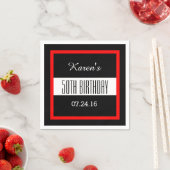 Serviette En Papier Rouge et noir 50e anniversaire Custom V004 (En situation)