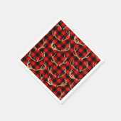 Serviette En Papier Rouge et noir Buffalo Plaid & Gold Deer Antlers (Coin)