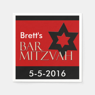 Serviette En Papier Rouge et noir Designer Bar Mitzvah Napkins