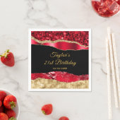 Serviette En Papier Rouge et or Glam Tears Anniversaire (En situation)