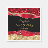Serviette En Papier Rouge et or Glam Tears Anniversaire (Devant)