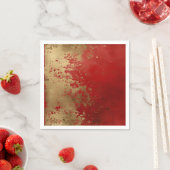 Serviette En Papier Rouge et Or Grunge (En situation)