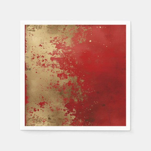 Serviette En Papier Rouge et Or Grunge (Devant)