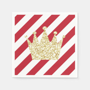 Serviette En Papier Rouge et prince Crown Napkins d'or