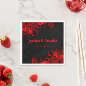 Serviette En Papier Rouge Floral Chalkboard Gothique Papier Mariage Na (En situation)