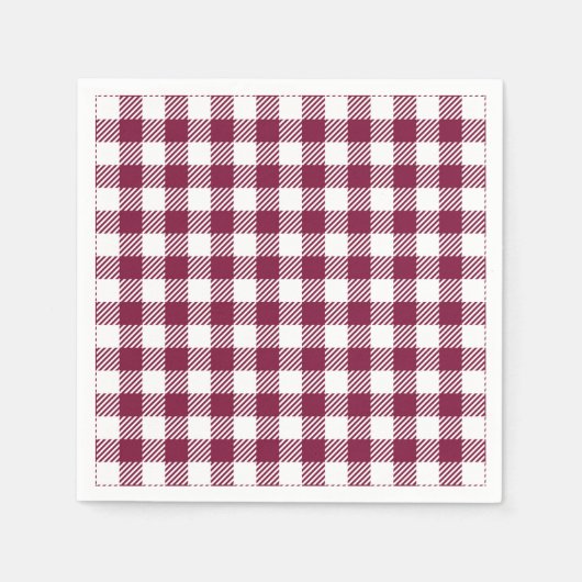 Serviette En Papier Rouge foncé En vichy Motif plaqué (Devant)