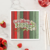 Serviette En Papier Rouge foncé Vert Patiné Planes Motif (En situation)