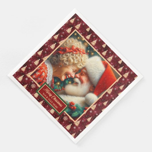 Serviette En Papier Rouge Gold Green Napkins Noël Mr & Mrs Claus (Coin)