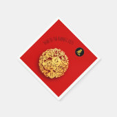 Serviette En Papier Rouge Golden Rabbit Papercut Chine Nouvel An 2023  (Coin)