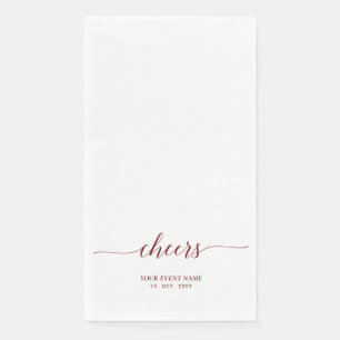Serviette En Papier Rouge Grenat Élégant Lettres Calligraphiées Événem