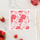 Serviette En Papier Rouge Hibiscus Hawaii fleur Motif Napkins (En situation)