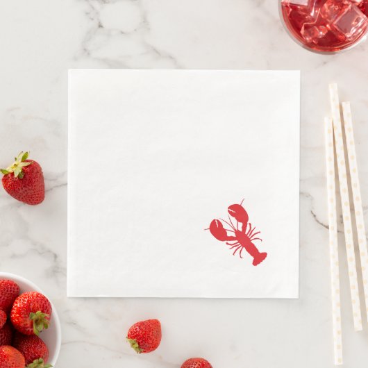 Serviette En Papier Rouge Homard Blanc Preppy Côté Simple Amusement (En situation)