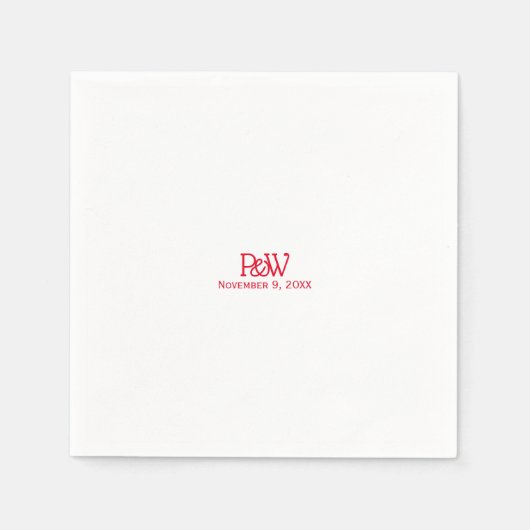 Serviette En Papier Rouge Hot Love Typographie Mariage Napkin (Devant)