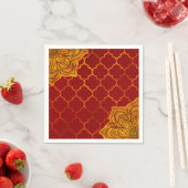 Serviette En Papier Rouge Incandescent Or Royal Thème Indien Arabe Mar (En situation)