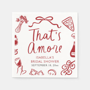Serviette En Papier Rouge Italien C'est l'Amour Pizza Pâtes Réception 