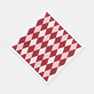 Serviette En Papier Rouge Jacquard Crimson rose Petit Diamant Forme