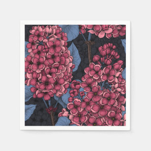 Serviette En Papier Rouge lilas sur bleu foncé