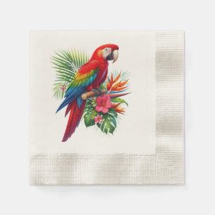 Serviette En Papier Rouge macaw tropical floral