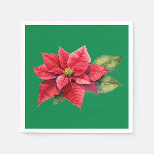 Serviette En Papier Rouge Noël Poinsettia (Devant)