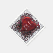 Serviette En Papier Rouge Noir Argent Saint Valentin Coeur Gothique Ro (Coin)