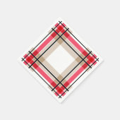 Serviette En Papier Rouge noir blanc plaid (Coin)