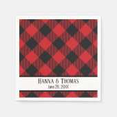 Serviette En Papier Rouge noir Buffalo Plaid Russe Mariage (Devant)