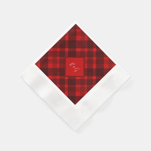Serviette En Papier rouge noir écossais celtique tartan mariage motif (Coin)