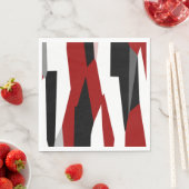 Serviette En Papier Rouge noir et blanc abstrait (En situation)