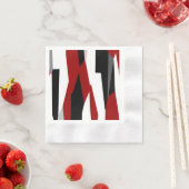 Serviette En Papier Rouge noir et blanc abstrait (En situation)