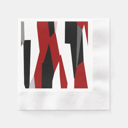 Serviette En Papier Rouge noir et blanc abstrait (Devant)
