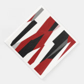 Serviette En Papier Rouge noir et blanc abstrait (Coin)