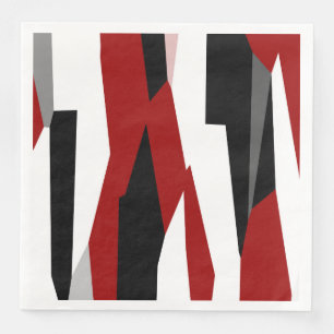 Serviette En Papier Rouge noir et blanc abstrait