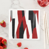 Serviette En Papier Rouge noir et blanc abstrait (En situation)