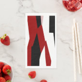 Serviette En Papier Rouge noir et blanc abstrait (En situation)