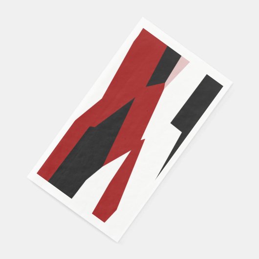 Serviette En Papier Rouge noir et blanc abstrait (Coin)
