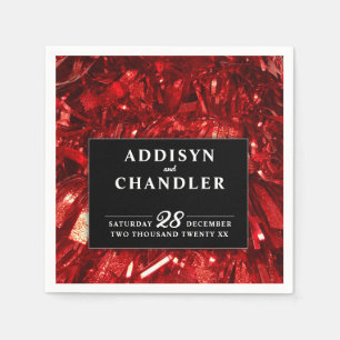 Serviette En Papier Rouge noir et blanc Mariage de Noël moderne