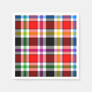 Serviette En Papier Rouge Noir Multicolore Flannel Plaid Tartan Design