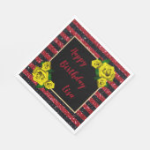 Serviette En Papier Rouge noir Parties scintillant rayures Roses Jaune (Coin)