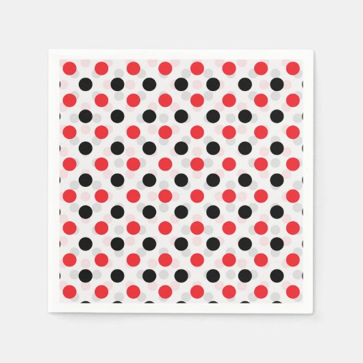 Serviette En Papier Rouge noir Pois Textile Motif Design (Devant)