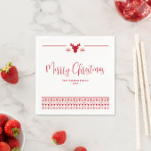 Serviette En Papier Rouge Nordic Joyeux Noël Fête Napkins (En situation)