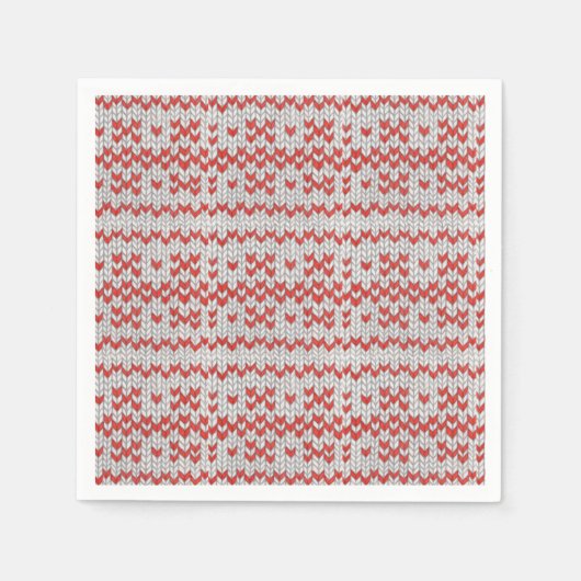 Serviette En Papier ROUGE NORDIC KNIT Standard Papier à cocktail servi (Devant)