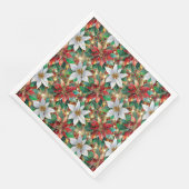 Serviette En Papier Rouge or blanc Poinsettia (Coin)