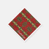 Serviette En Papier Rouge & Or Poinsettia Motif Napkins (Coin)