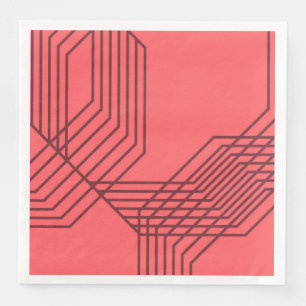 Serviette En Papier Rouge pastel, simple, design géométrique moderne