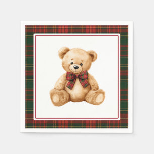 Serviette En Papier Rouge Plaid de Noël Ours en Peluche Bébé Douche d'