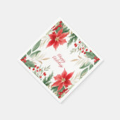 Serviette En Papier Rouge Poinsettia Noël Napkin (Coin)