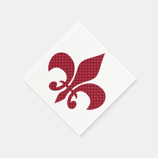 Serviette En Papier Rouge Polka Dot Fleur de Lis (Coin)